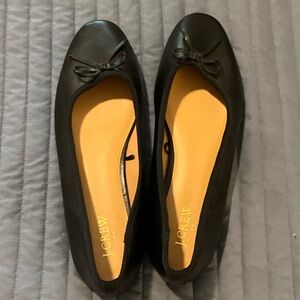 J. Crew Black Leather Bow Ballet Flats